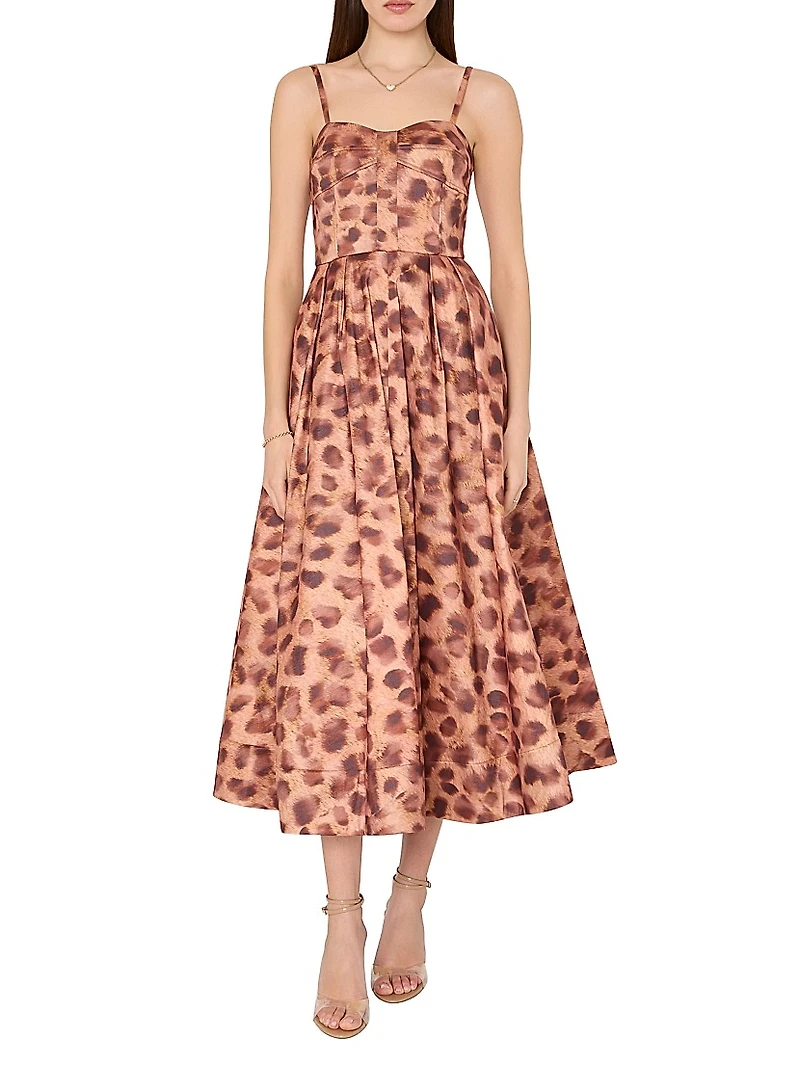 Queen Leopard-Print Bustier Midi-Dress