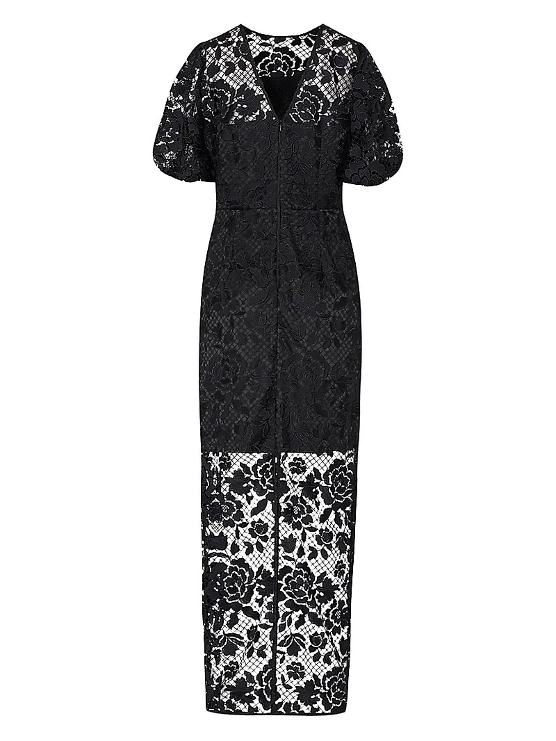 Yasmin Floral Lace Column Maxi Dress