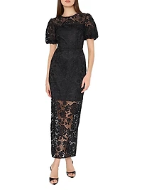 Yasmin Floral Lace Column Maxi Dress