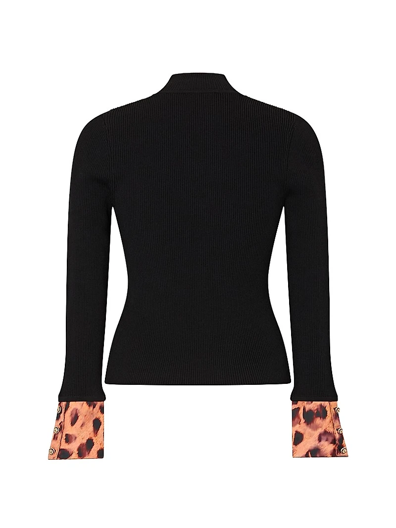 Leopard Rib-Knit Sweater