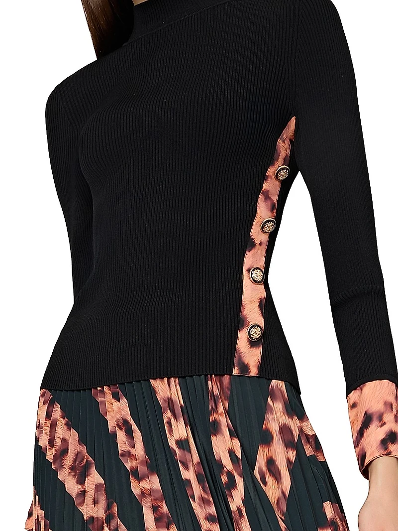 Leopard Rib-Knit Sweater