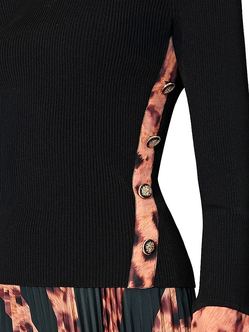 Leopard Rib-Knit Sweater