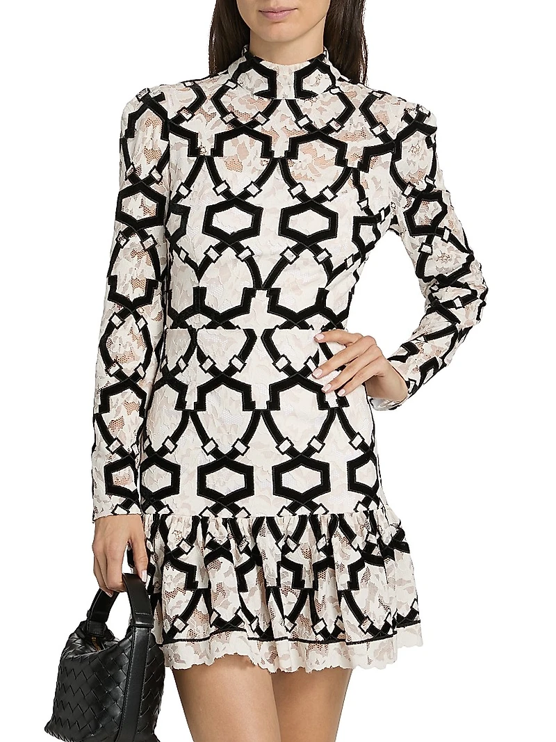 Willa Velvet Flock Lace Minidress