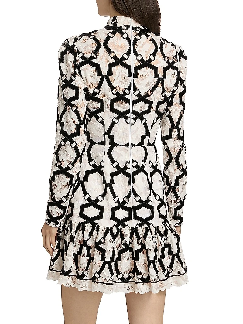 Willa Velvet Flock Lace Minidress