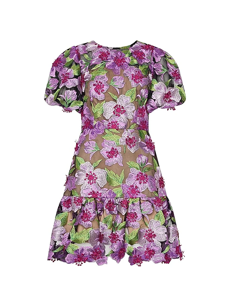 Yasmin Floral-Embroidered Fit & Flare Minidress
