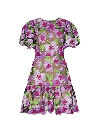 Yasmin Floral-Embroidered Fit & Flare Minidress