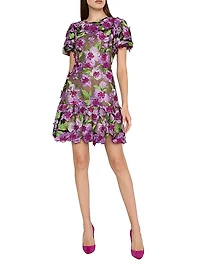 Yasmin Floral-Embroidered Fit & Flare Minidress