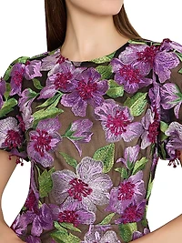 Yasmin Floral-Embroidered Fit & Flare Minidress