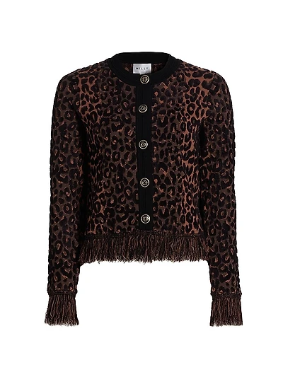 Textured Leopard Fringe Cardigan