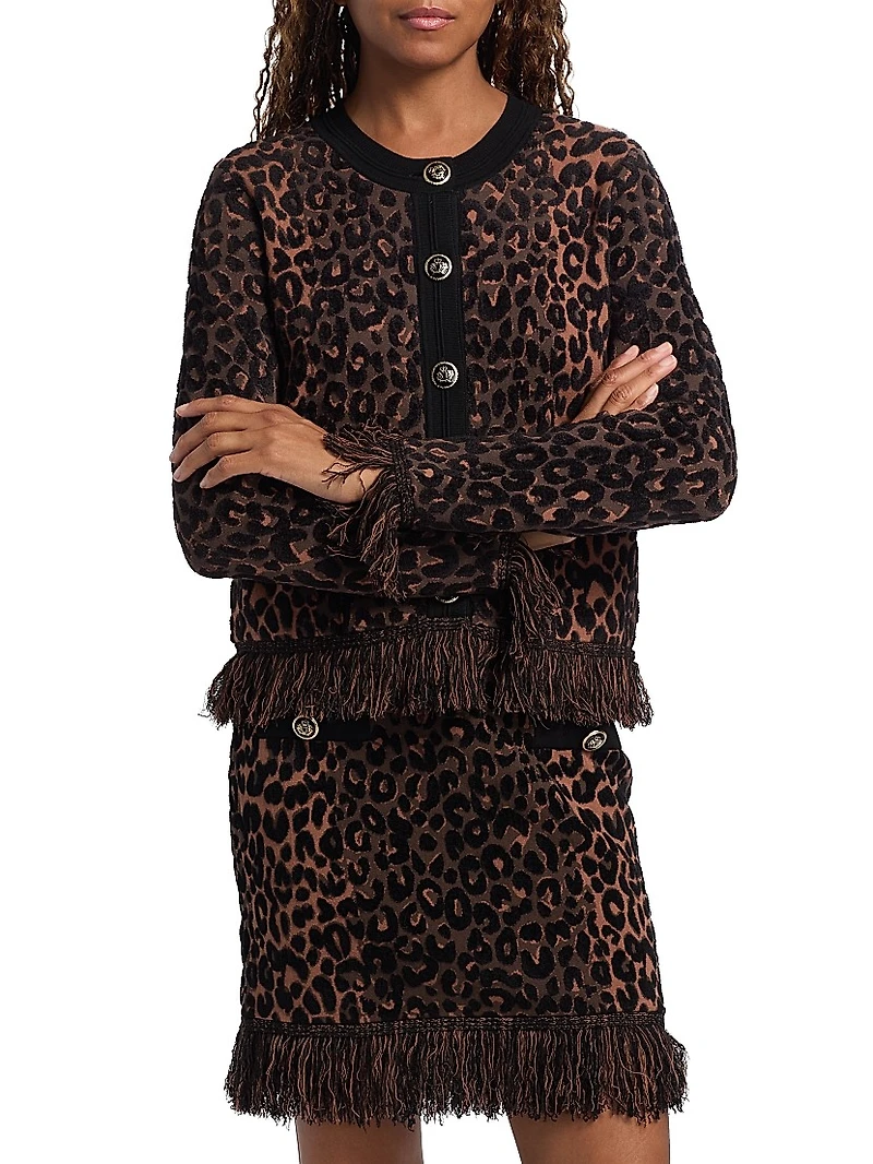Textured Leopard Fringe Cardigan