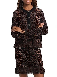 Textured Leopard Fringe Cardigan