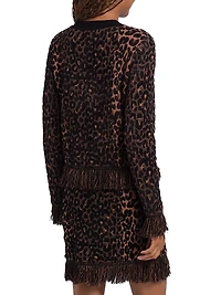 Textured Leopard Fringe Cardigan
