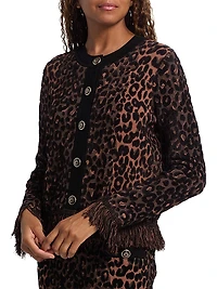Textured Leopard Fringe Cardigan