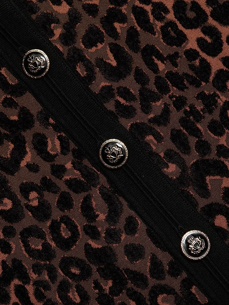 Textured Leopard Fringe Cardigan