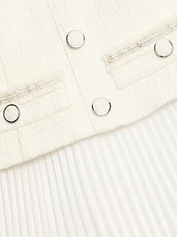 Bouclé Mixed-Media Midi-Dress