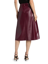 Faux-Leather Side-Tie Midi-Skirt