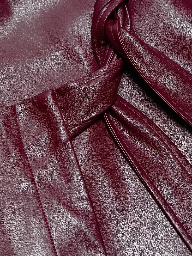 Faux-Leather Side-Tie Midi-Skirt