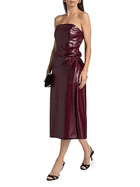 Faux-Leather Side-Tie Midi-Skirt