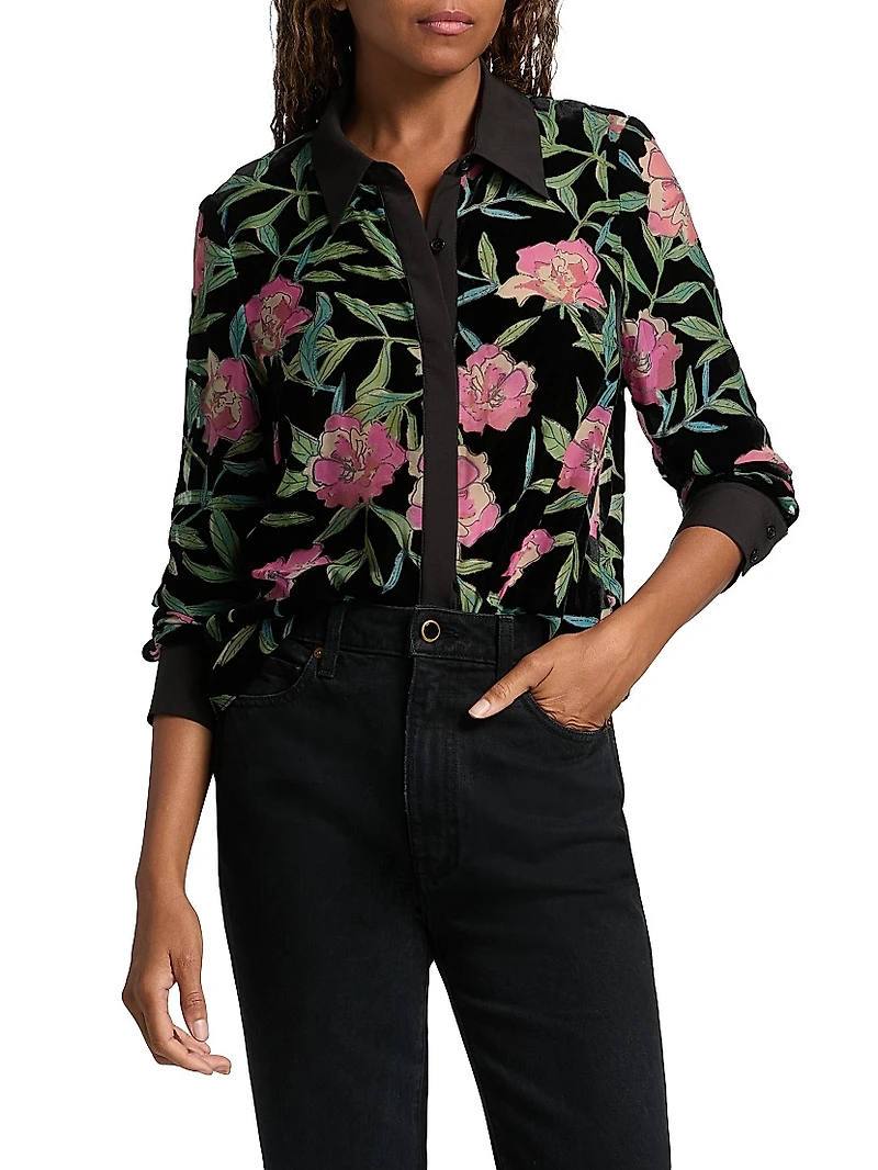 Floral Burnout Velvet Top