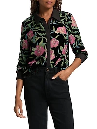 Floral Burnout Velvet Top