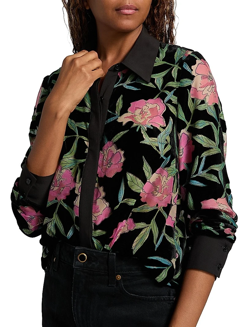 Floral Burnout Velvet Top