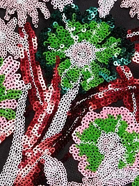 Orion Pink Wildflower Sequined Strapless Gown