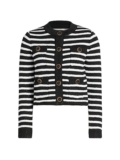 Striped Sequined Cardigan Jacket