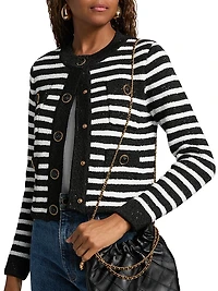 Striped Sequined Cardigan Jacket