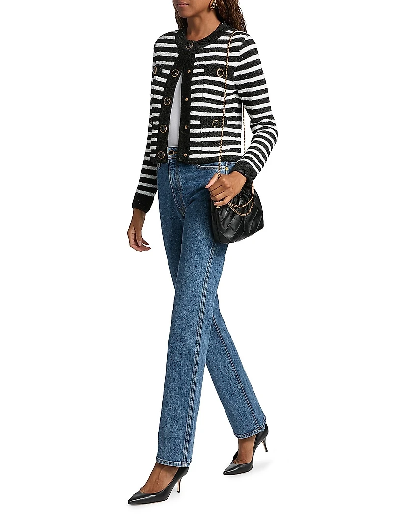 Striped Sequined Cardigan Jacket