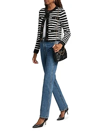 Striped Sequined Cardigan Jacket