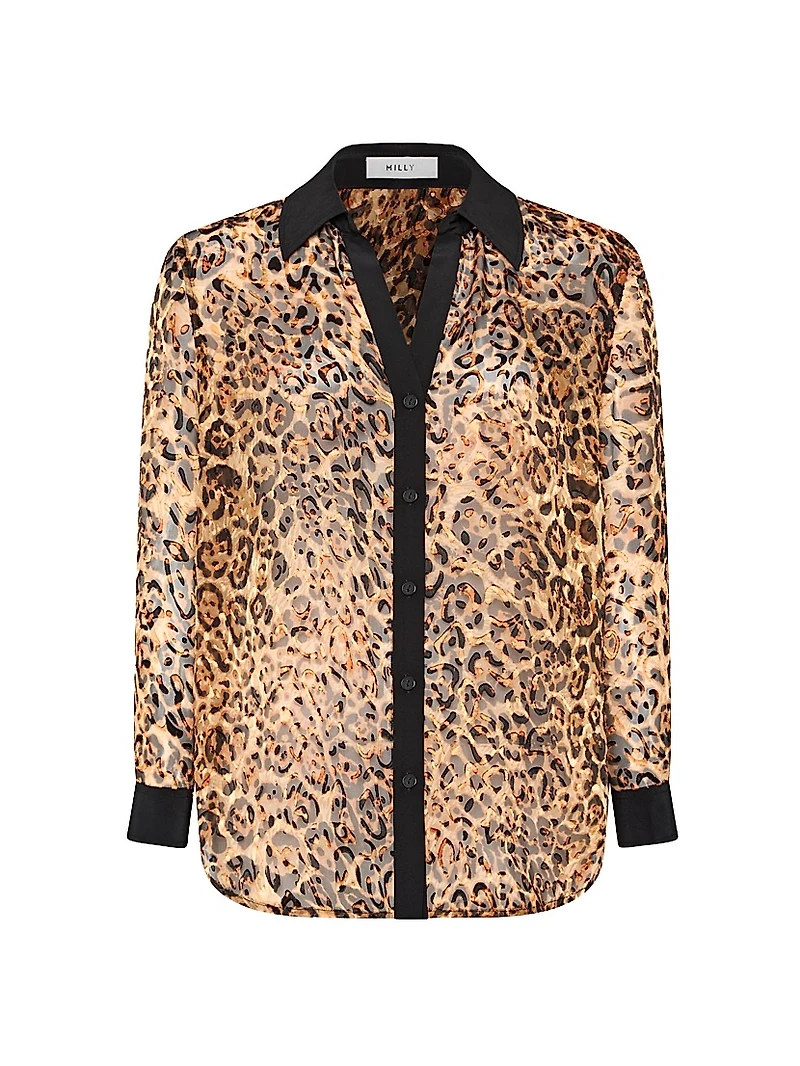 Quincy Leopard Burnout Blouse