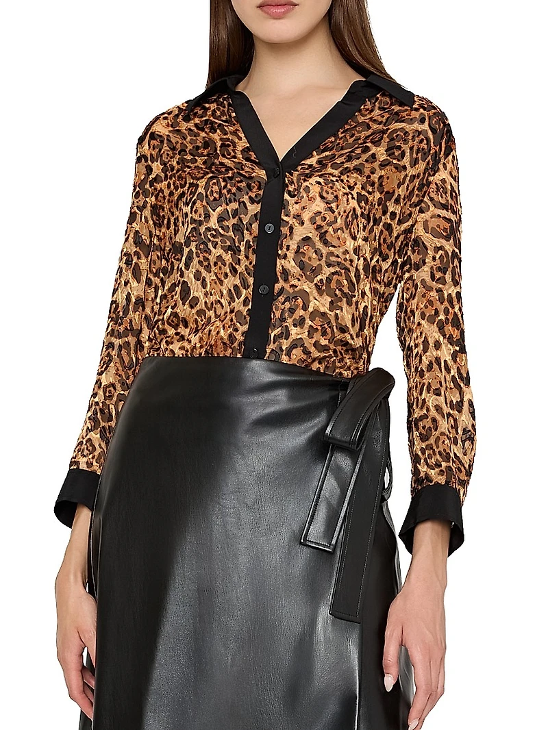 Quincy Leopard Burnout Blouse