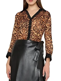 Quincy Leopard Burnout Blouse