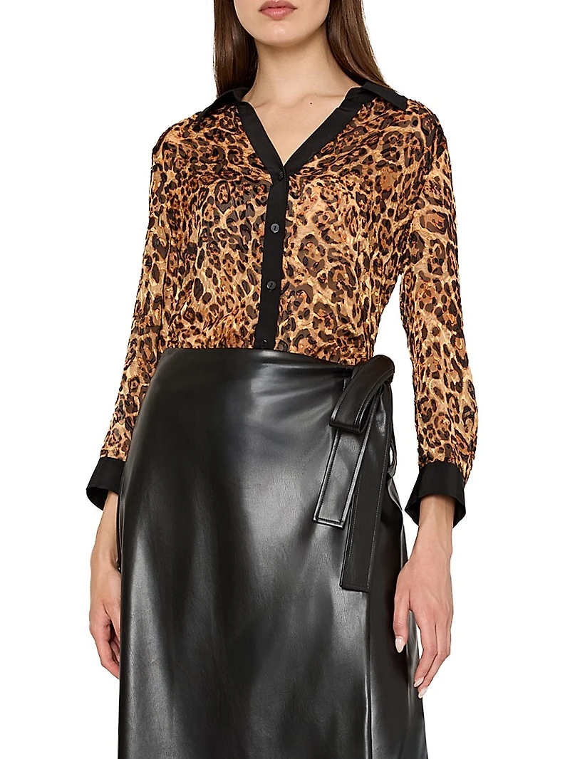 Quincy Leopard Burnout Blouse