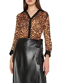 Quincy Leopard Burnout Blouse