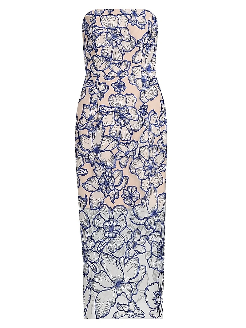 Kait Floral-Embroided Cocktail Dress