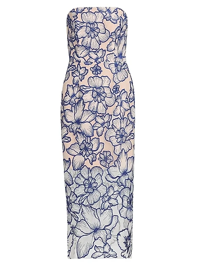 Kait Floral-Embroided Cocktail Dress