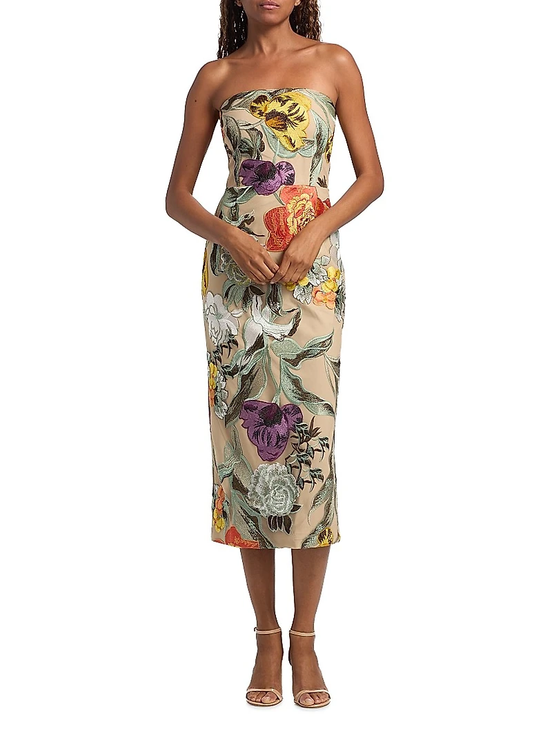Shiloh Floral-Embroidered Sheath Dress