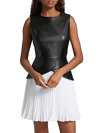 Thea Faux Leather Pleated Combo Minidress