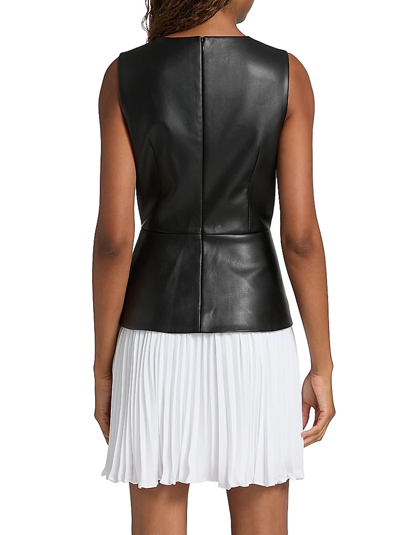 Thea Faux Leather Pleated Combo Minidress