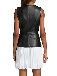 Thea Faux Leather Pleated Combo Minidress