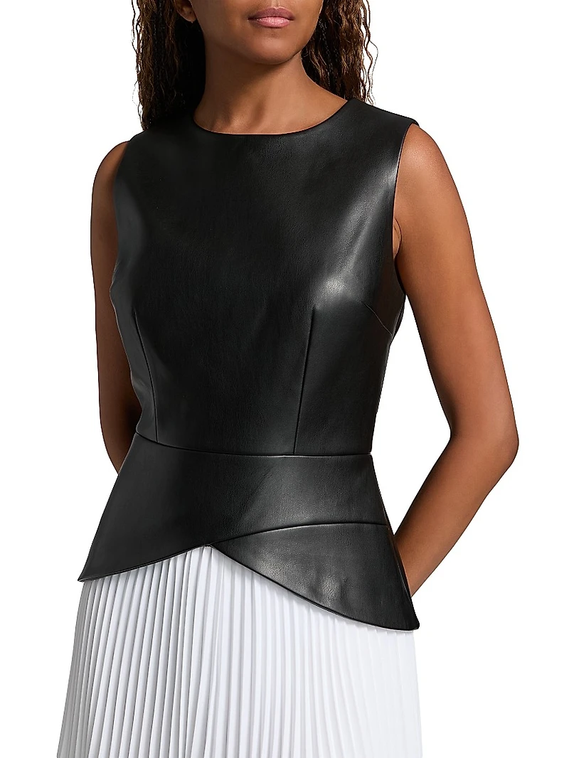 Thea Faux Leather Pleated Combo Minidress