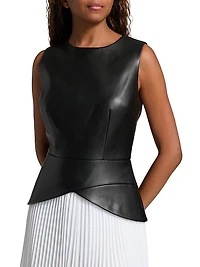 Thea Faux Leather Pleated Combo Minidress