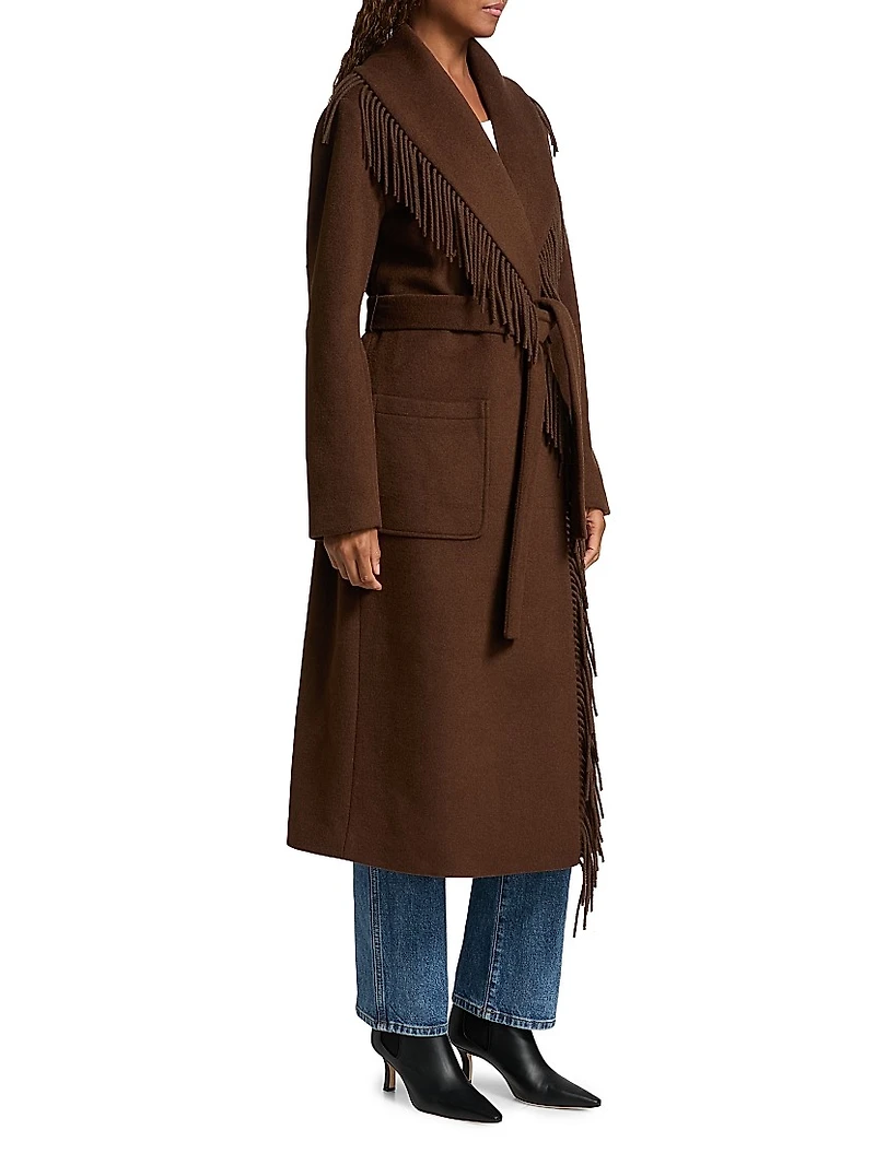 Wyatt Fringed Wool-Blend Overcoat