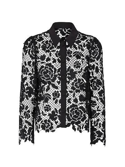 June Floral Lace Button-Front Blouse