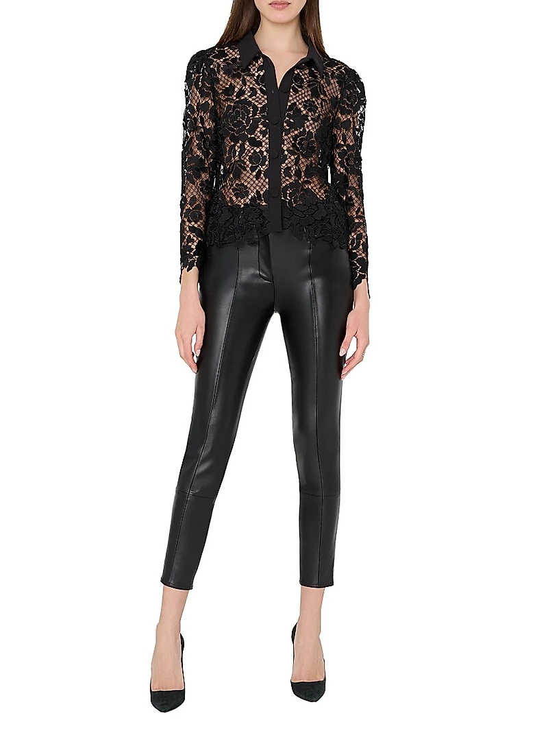 June Floral Lace Button-Front Blouse