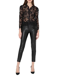 June Floral Lace Button-Front Blouse