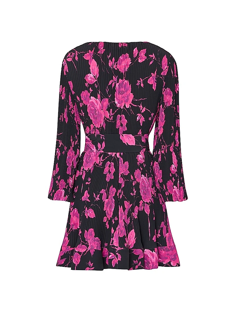 Liv Amarilla Rose Pleated V-Neck Minidress