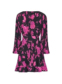 Liv Amarilla Rose Pleated V-Neck Minidress