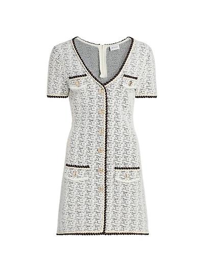Braided-Trim Tweed Minidress